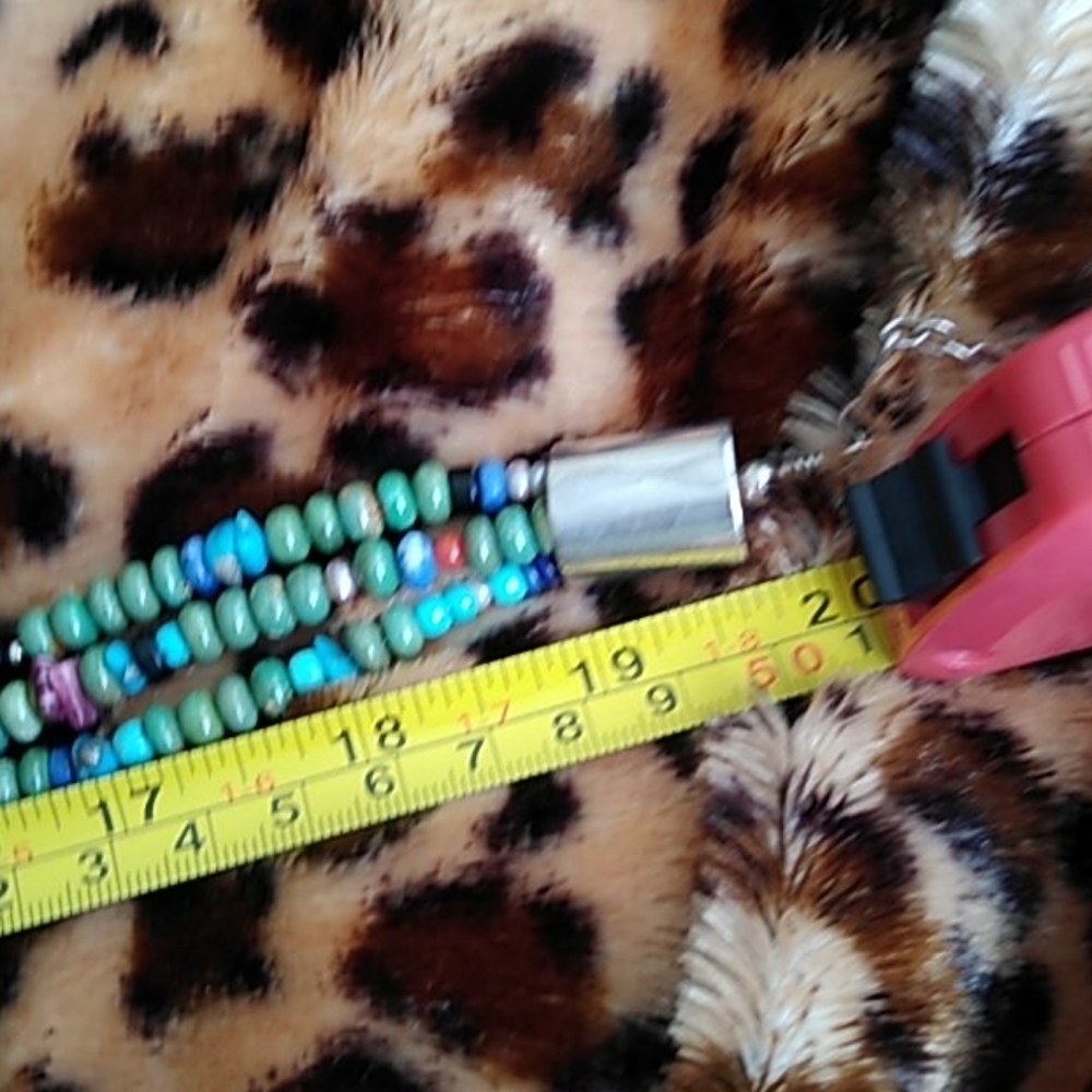 VINTAGE INLAID TURQUOISE PENDENT AND 3 STRAND TORS - Picture 9 of 11